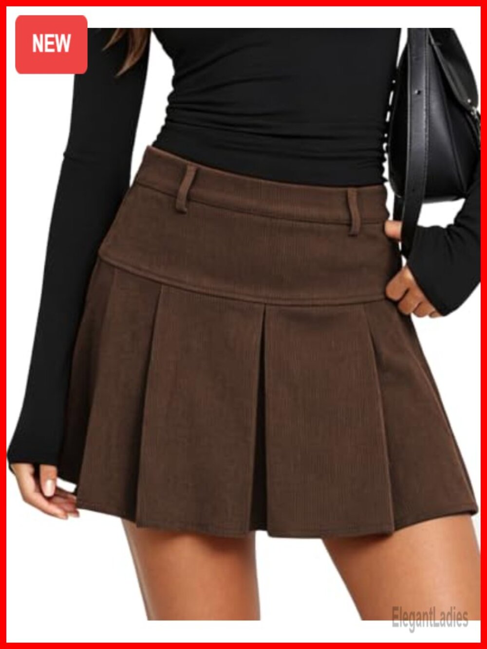 Women's Corduroy Mini Pleated Skirt High Waisted A-Line Fall Winter